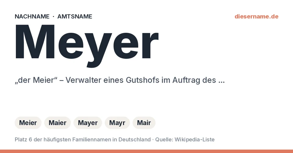 Namenskarte Nachname Meyer: Amtsname